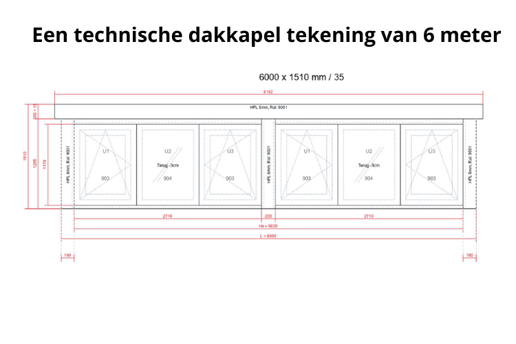 dakkapel prijs tekening 6 meter